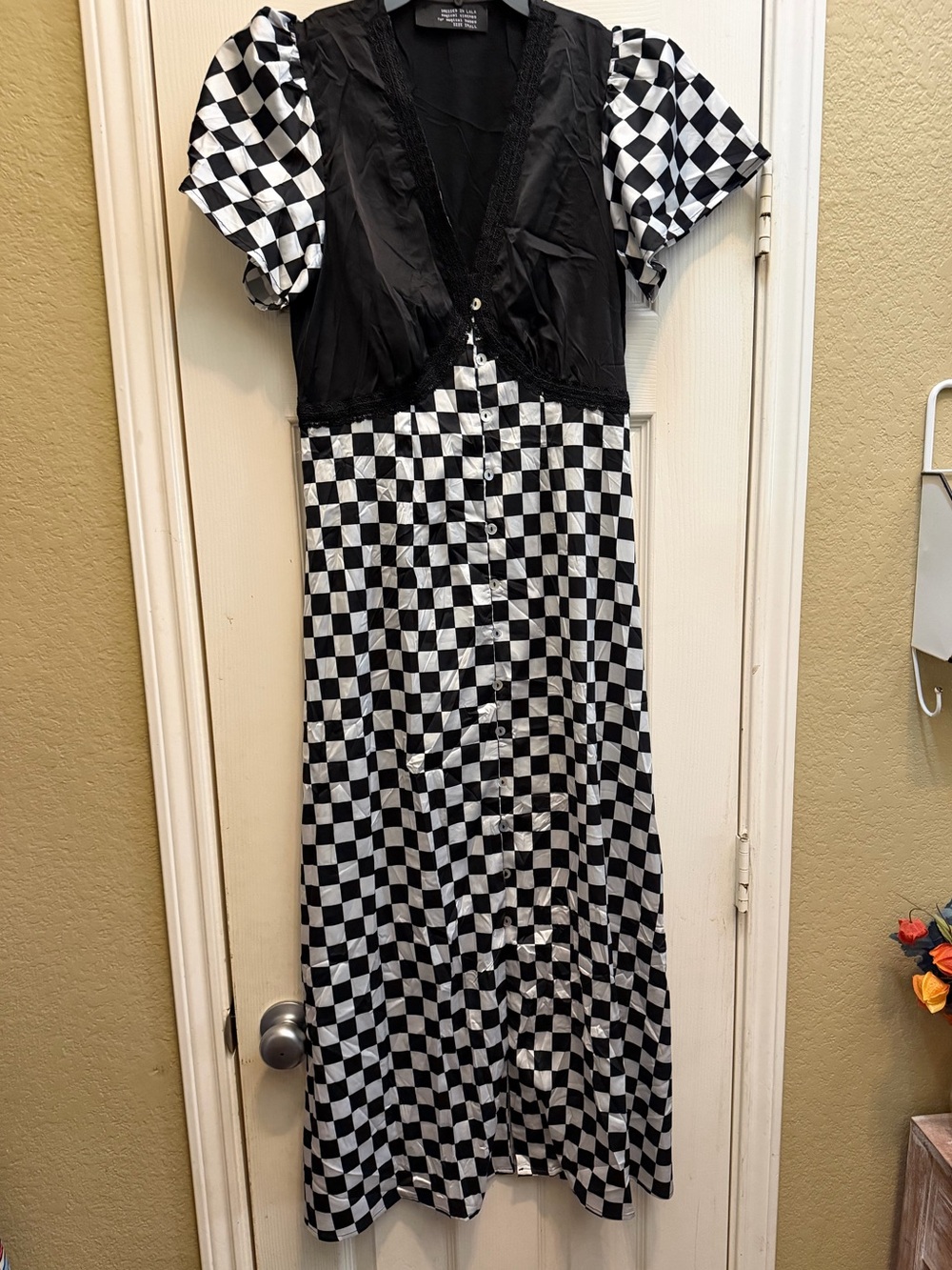 Dressed in LALA “No Risk No Magic” Checkerboard Maxi Dress